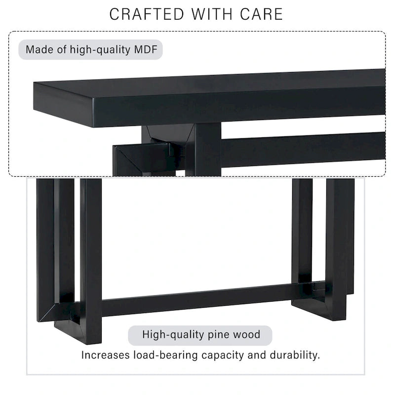 Contemporary Console Table with Industrial-inspired Concrete Wood Top