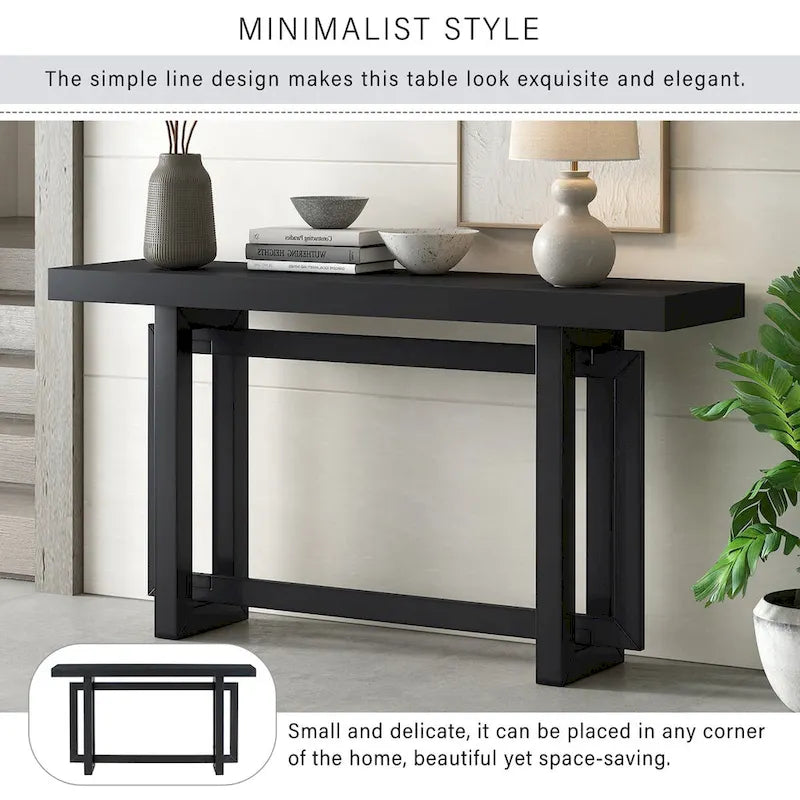 Contemporary Console Table with Industrial-inspired Concrete Wood Top