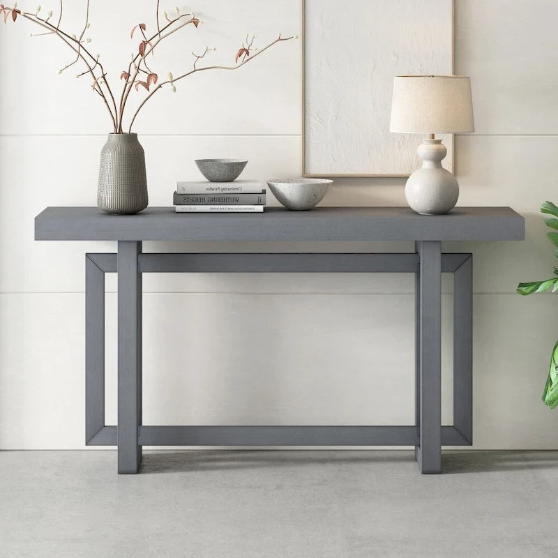 Contemporary Console Table with Industrial-inspired Concrete Wood Top