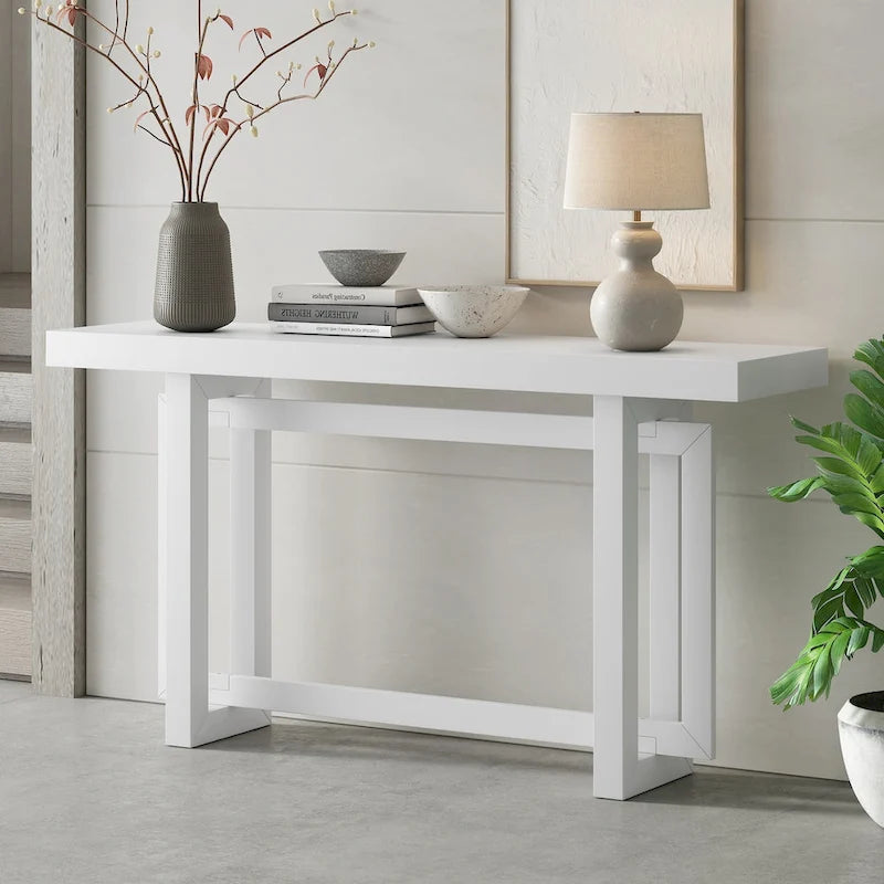 Contemporary Console Table with Industrial-inspired Concrete Wood Top