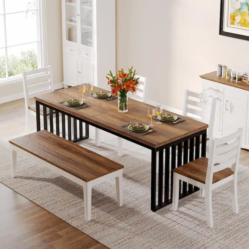 78.7 inches Diniong Table for 6-8 People, Wood Dinner Table for Dining Room