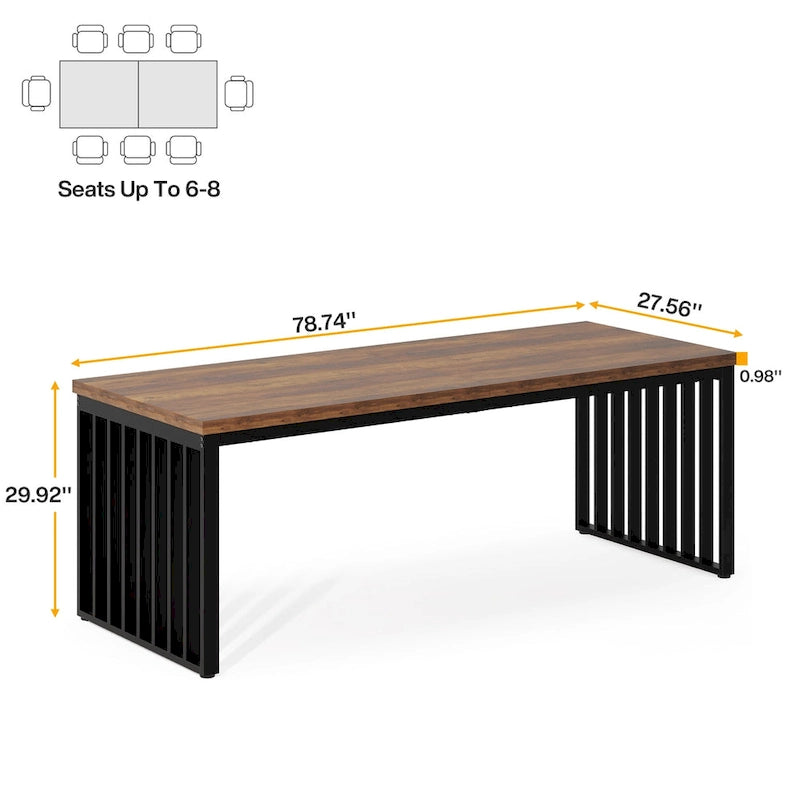 78.7 inches Diniong Table for 6-8 People, Wood Dinner Table for Dining Room