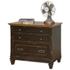 Black Wood Lateral File Cabinet with Locking Drawer
