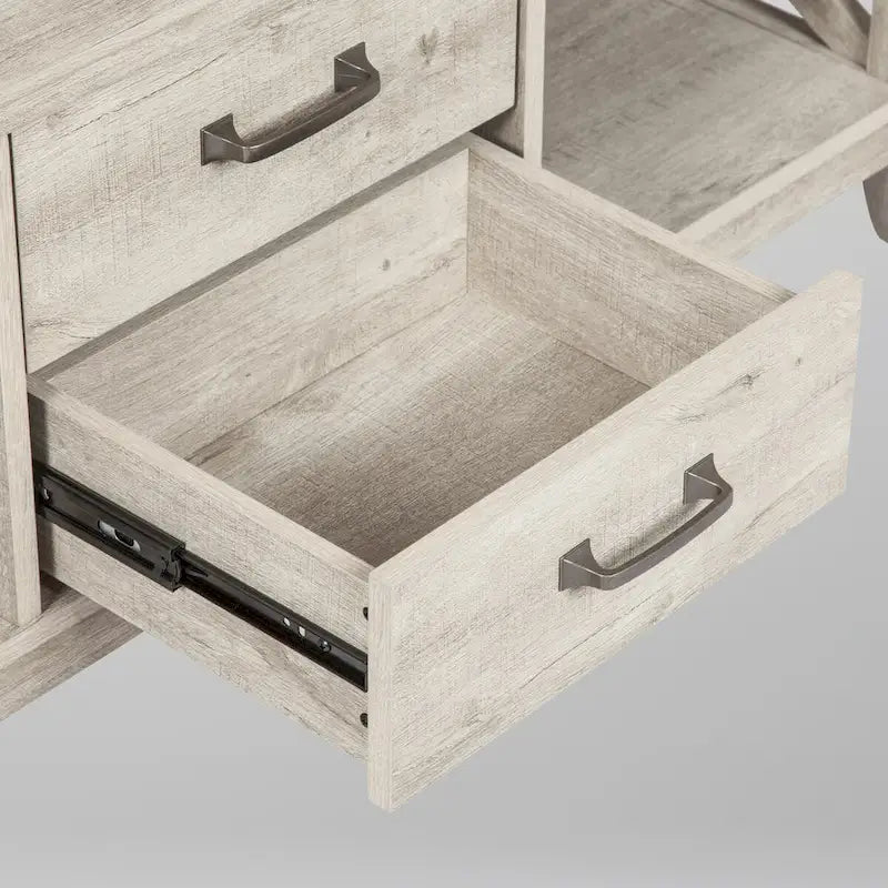 Washed Gray Coffee Table with 2 Drawers - Farmhouse Style