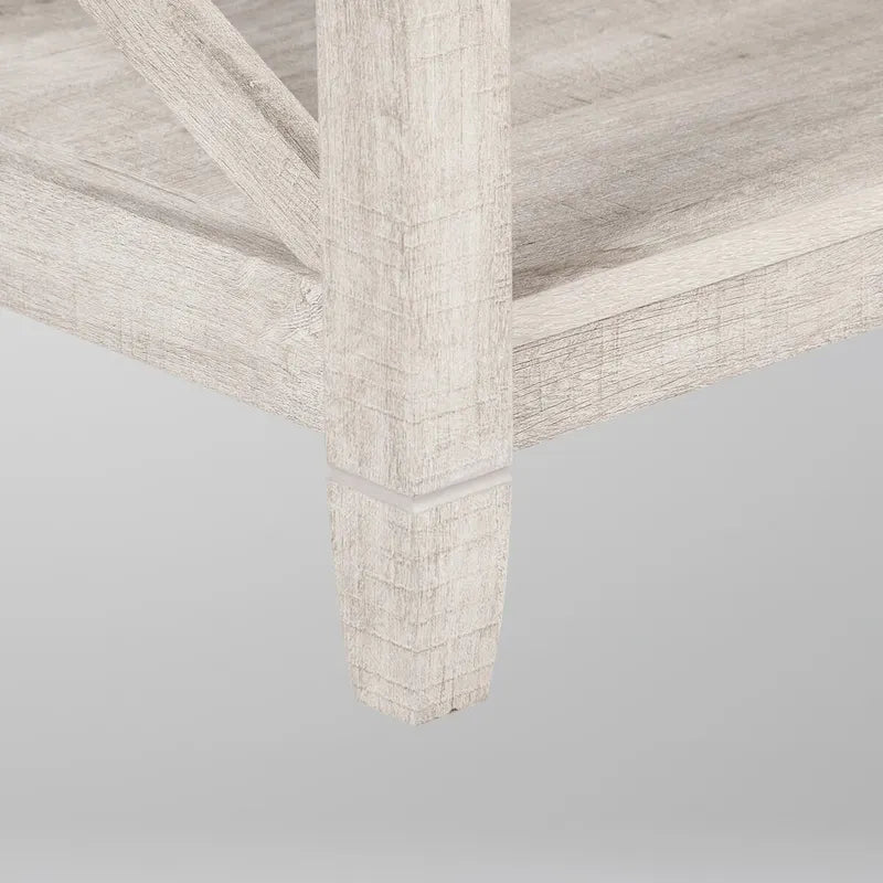 Washed Gray Coffee Table with 2 Drawers - Farmhouse Style