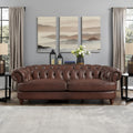 Hydeline Newport Top Grain Chesterfield Leather Sofa with Feather, Memory Foam and Springs