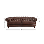 Dark Brown Chesterfield Leather Sofa - 3 Seater