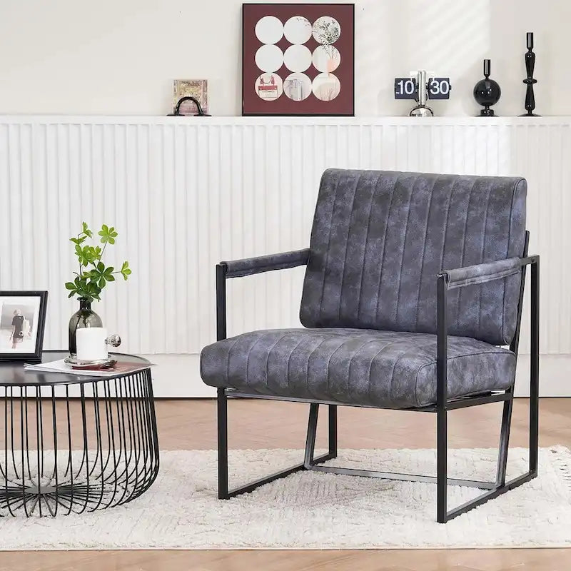 Upholstered Accent Chair with Sturdy Rust-Resistant Metal Framel Arm Chair Outdoor and Indoor Use Reading Chair