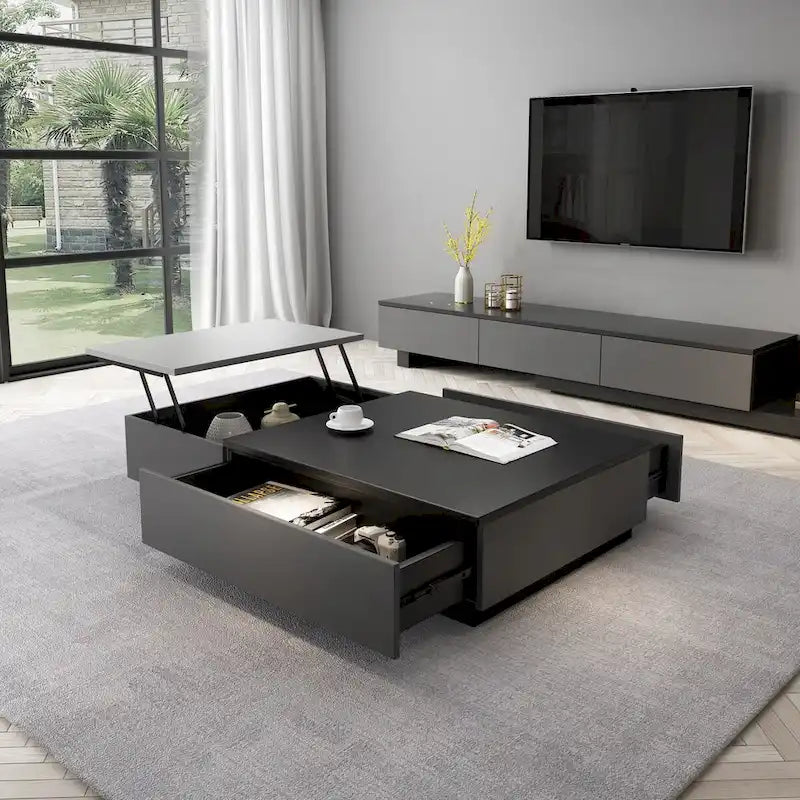 51.18  Lift Top Coffee Table with Hidden Storage Compartment and 2 Drawers