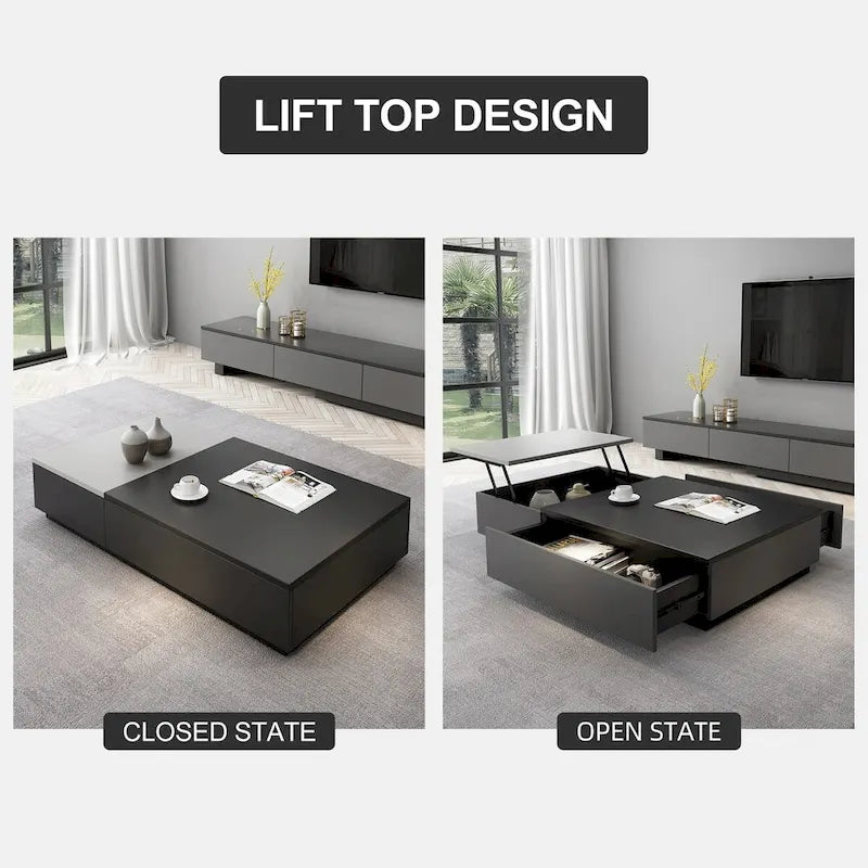 51.18  Lift Top Coffee Table with Hidden Storage Compartment and 2 Drawers