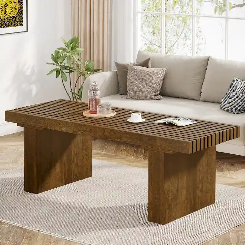 47.24-Inch Farmhouse Coffee Table, Rectangle Coffee Table