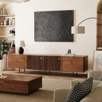 Stylish mid-century modern TV stand for up to 80  TVs. Ample storage for media devices, cable management. easy assembly.