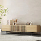 Stylish mid-century modern TV stand for up to 80  TVs. Ample storage for media devices, cable management. easy assembly.