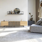 Stylish mid-century modern TV stand for up to 80  TVs. Ample storage for media devices, cable management. easy assembly.