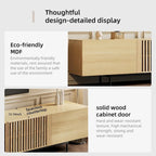 Stylish mid-century modern TV stand for up to 80  TVs. Ample storage for media devices, cable management. easy assembly.