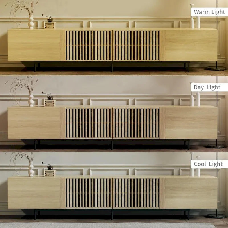 Stylish mid-century modern TV stand for up to 80  TVs. Ample storage for media devices, cable management. easy assembly.