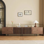 Stylish mid-century modern TV stand for up to 80  TVs. Ample storage for media devices, cable management. easy assembly.