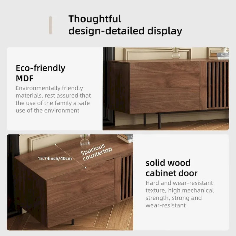 Stylish mid-century modern TV stand for up to 80  TVs. Ample storage for media devices, cable management. easy assembly.