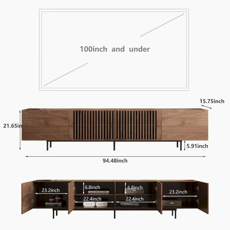 Stylish mid-century modern TV stand for up to 80  TVs. Ample storage for media devices, cable management. easy assembly.