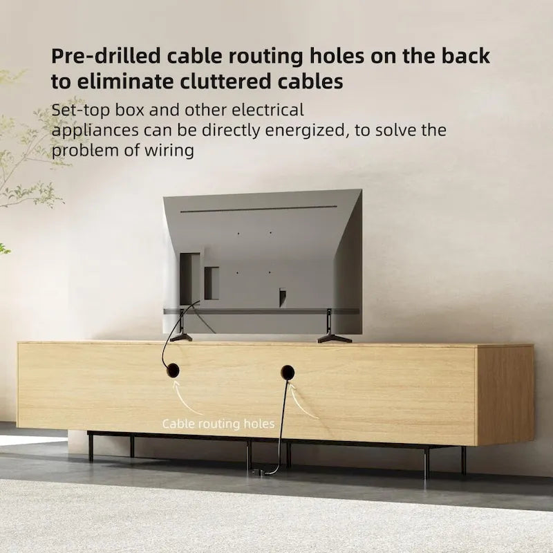 Stylish mid-century modern TV stand for up to 80  TVs. Ample storage for media devices, cable management. easy assembly.