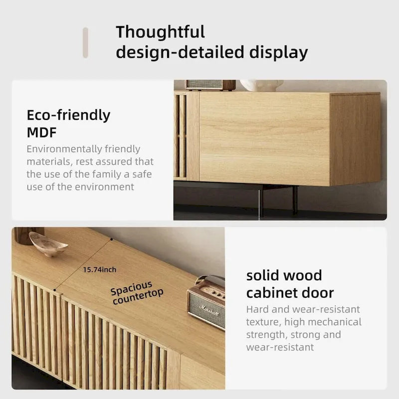 Stylish mid-century modern TV stand for up to 80  TVs. Ample storage for media devices, cable management. easy assembly.