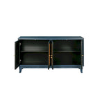 Handcrafted Premium Grain Panels,Rattan Sideboard Buffet Cabinet, Accent Storage Cabinet, Navy Blue - N/A