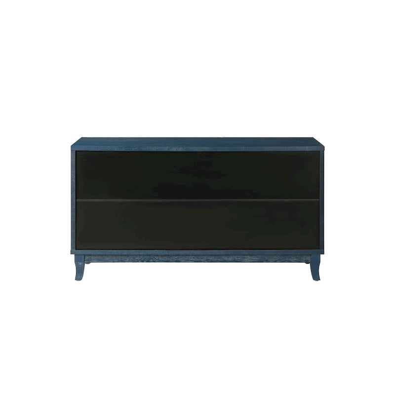 Handcrafted Premium Grain Panels,Rattan Sideboard Buffet Cabinet, Accent Storage Cabinet, Navy Blue - N/A