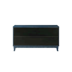 Handcrafted Premium Grain Panels,Rattan Sideboard Buffet Cabinet, Accent Storage Cabinet, Navy Blue - N/A