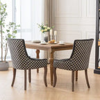 Thickened Fabric Dining Chair with solid wood legs, Set of 2