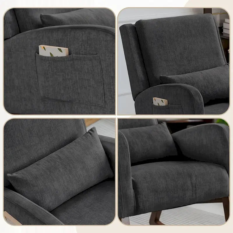 Rocking Chair, Indoor Upholstered Rocking Chair for Living Room, Modern Glider Rocker Chair w/Pillow