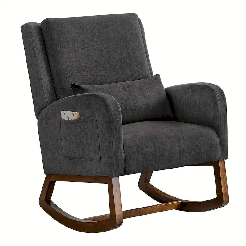 Rocking Chair, Indoor Upholstered Rocking Chair for Living Room, Modern Glider Rocker Chair w/Pillow
