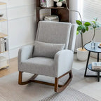 Rocking Chair, Indoor Upholstered Rocking Chair for Living Room, Modern Glider Rocker Chair w/Pillow