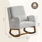 Rocking Chair, Indoor Upholstered Rocking Chair for Living Room, Modern Glider Rocker Chair w/Pillow