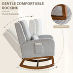 Rocking Chair, Indoor Upholstered Rocking Chair for Living Room, Modern Glider Rocker Chair w/Pillow