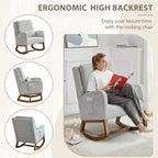 Rocking Chair, Indoor Upholstered Rocking Chair for Living Room, Modern Glider Rocker Chair w/Pillow