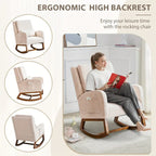 Rocking Chair, Indoor Upholstered Rocking Chair for Living Room, Modern Glider Rocker Chair w/Pillow