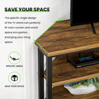 Farmhouse Wood Corner TV Stand with Power Outlet, Space Saving Entertainment Center Media TV Console Table