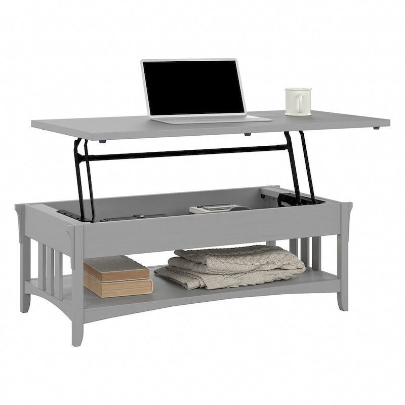 Weathered Oak Lift Top Coffee Table with Storage - Mission Style