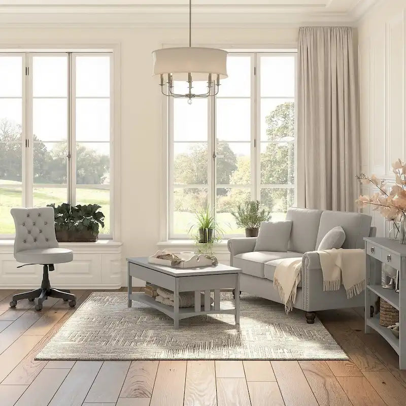 Weathered Oak Lift Top Coffee Table with Storage - Mission Style