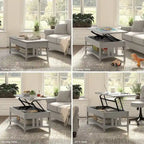 Weathered Oak Lift Top Coffee Table with Storage - Mission Style