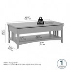 Weathered Oak Lift Top Coffee Table with Storage - Mission Style