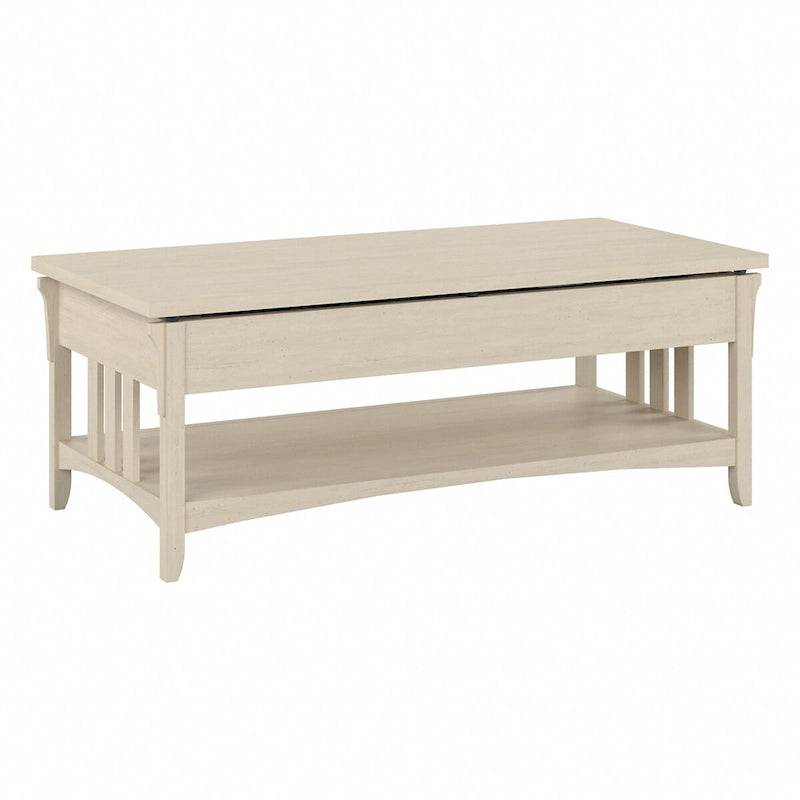 Weathered Oak Lift Top Coffee Table with Storage - Mission Style