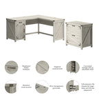 60W L Shaped Desk with 2 Drawer Lateral File Cabinet