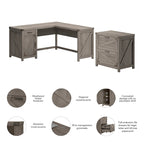 60W L Shaped Desk with 2 Drawer Lateral File Cabinet