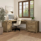 60W L Shaped Desk with 2 Drawer Lateral File Cabinet